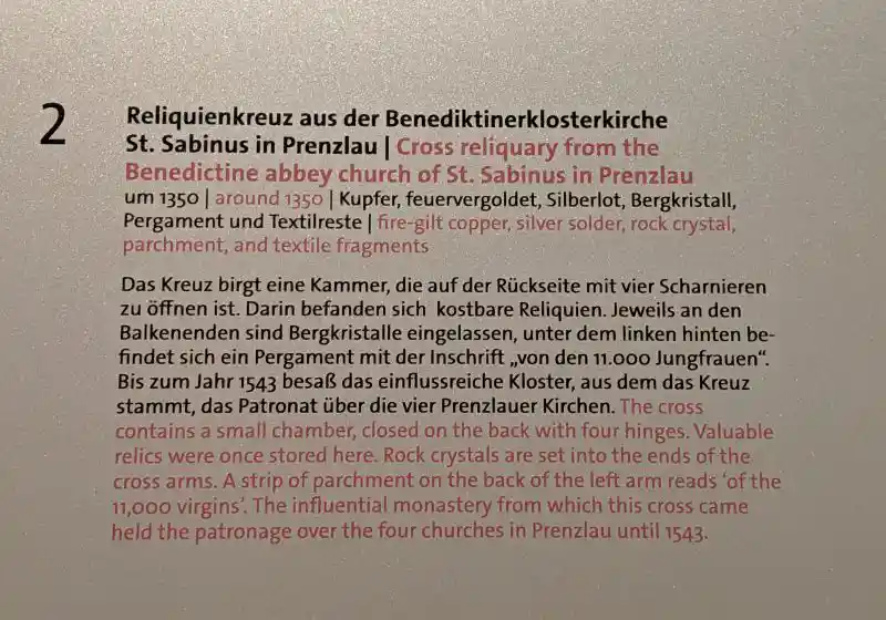 Cross reliquary from the Benedictine abbey church of St. Sabinus in Prenzlau, located in St. Nicholas Church